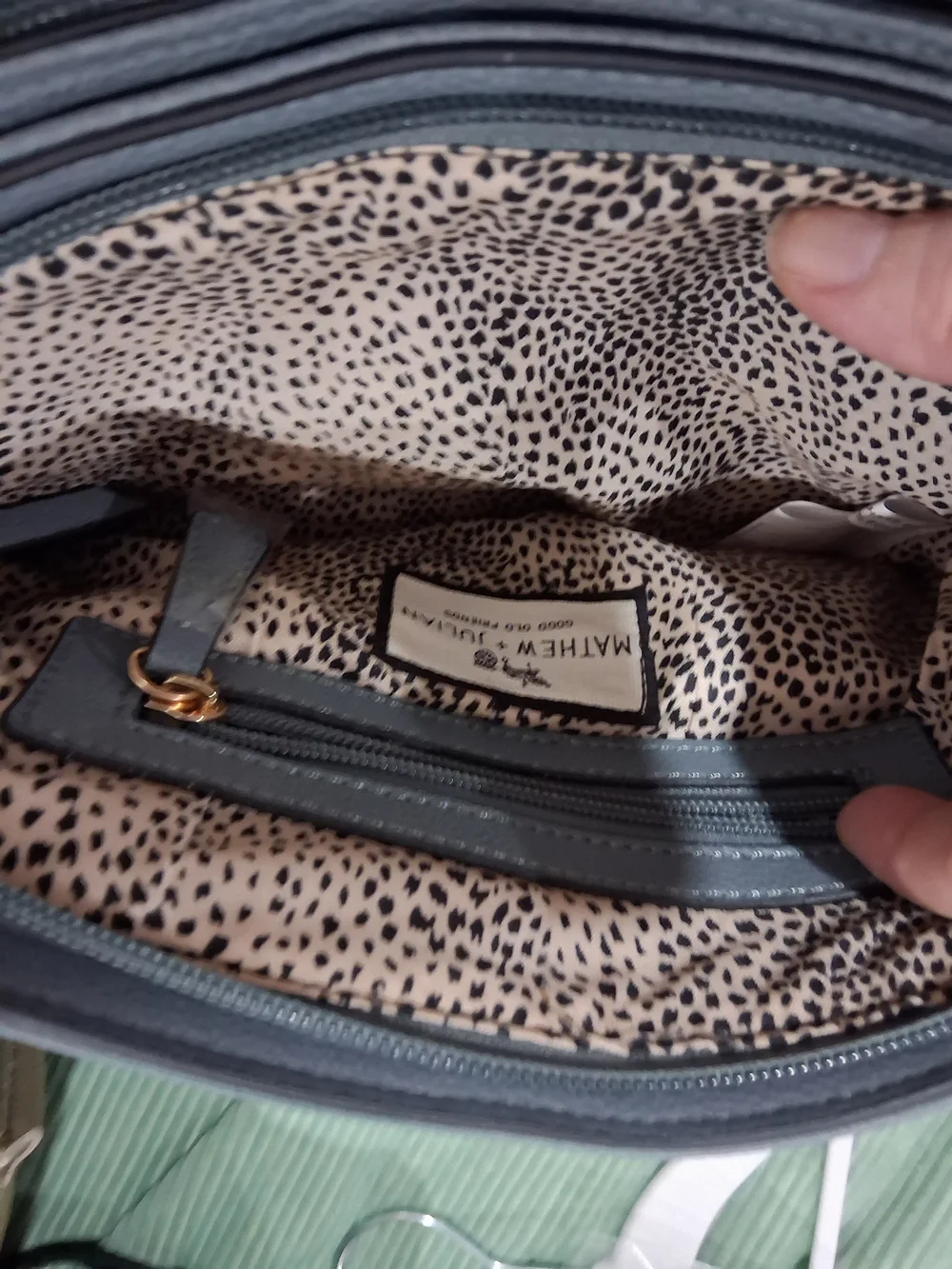Small Pebbled Light Gray Crossbody Bag with Gold Accent